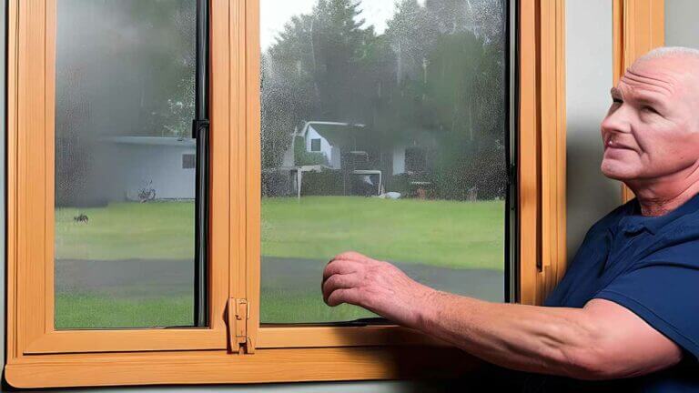 man demonstrating mobile home replacement window