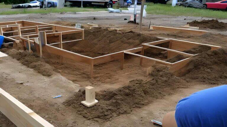 mobile home foundation being constructed