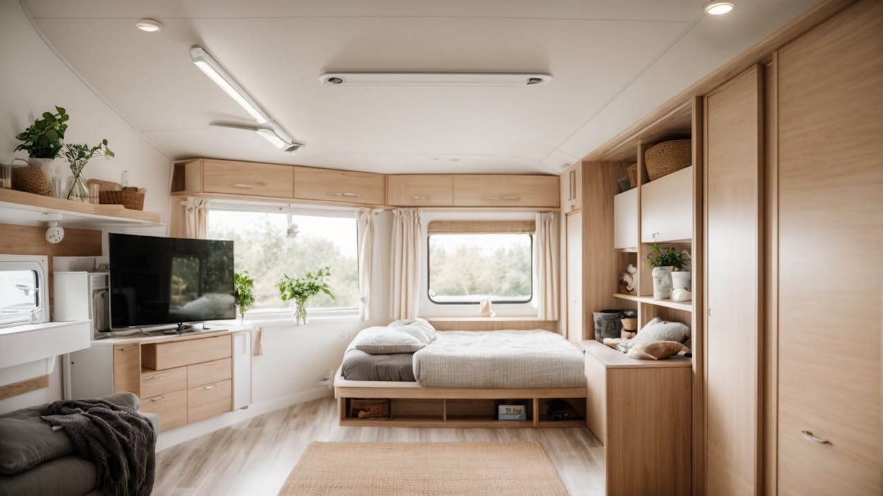 airy interior of a compact manufactured home